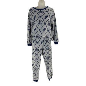 Harry Potter  Fleece Pajama Set Hogwarts Crest & Lightning Bolt Pattern medium M